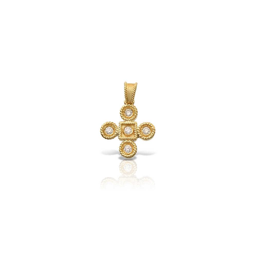 THEODORA SMALL CROSS IN 18K GOLD AND DIAMONDS