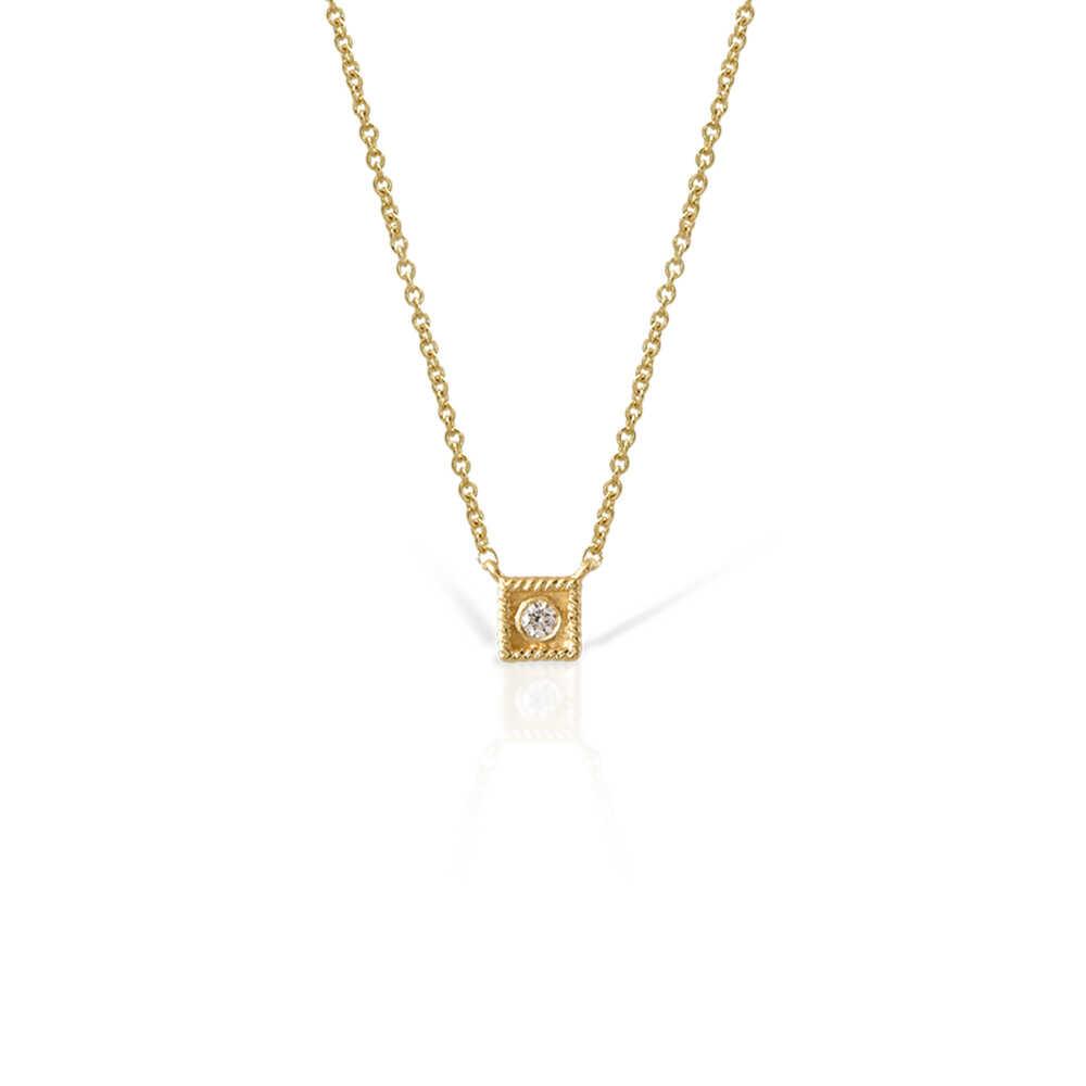 THEODORA MINI SQUARE MOTIF NECKLACE IN 18K GOLD AND DIAMOND