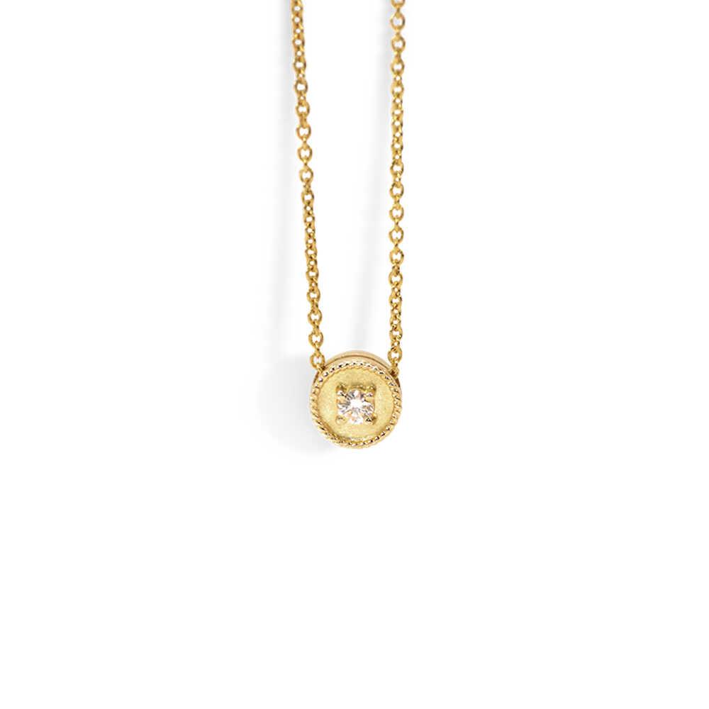 THEODORA ROUND MOTIF NECKLACE IN 18K GOLD AND DIAMOND