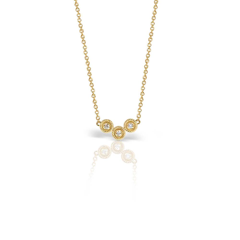 THEODORA THREE ROUND MOTIF NECKLACE IN 18K GOLD AND DIAMONDS