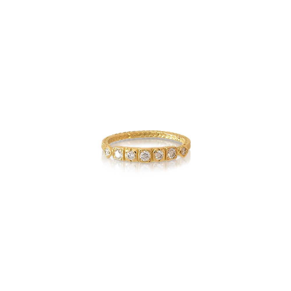 LALAOUNIS THEODORA THIN BAND RING IN 18K GOLD AND DIAMONDS