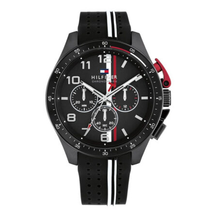 TOMMY HILFIGER BLACK RUBBER STRAP