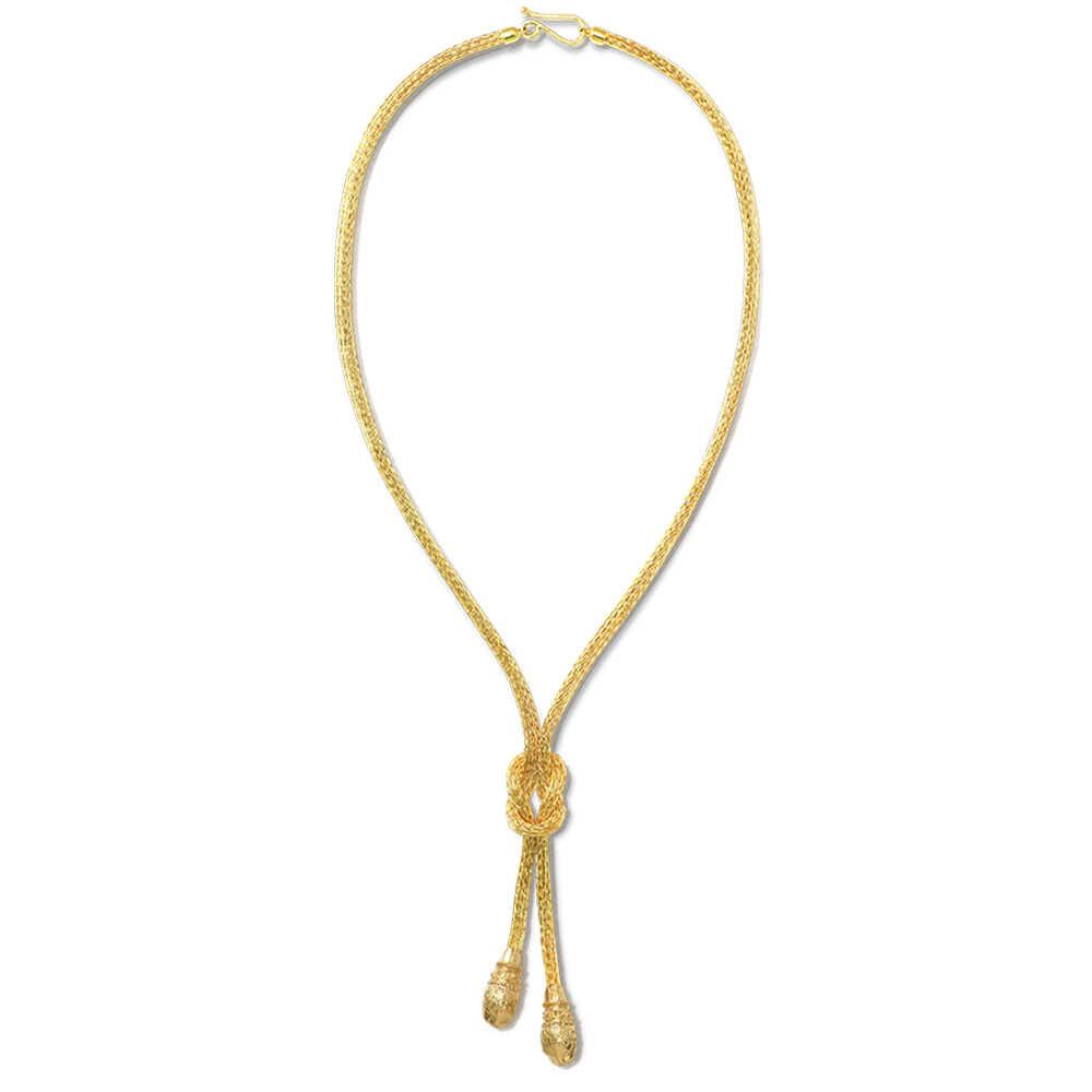 LALAOUNIS HERCULES KNOT HAND-WOVEN SAUTOIR NECKLACE WITH LION HEADS IN 18K GOLD