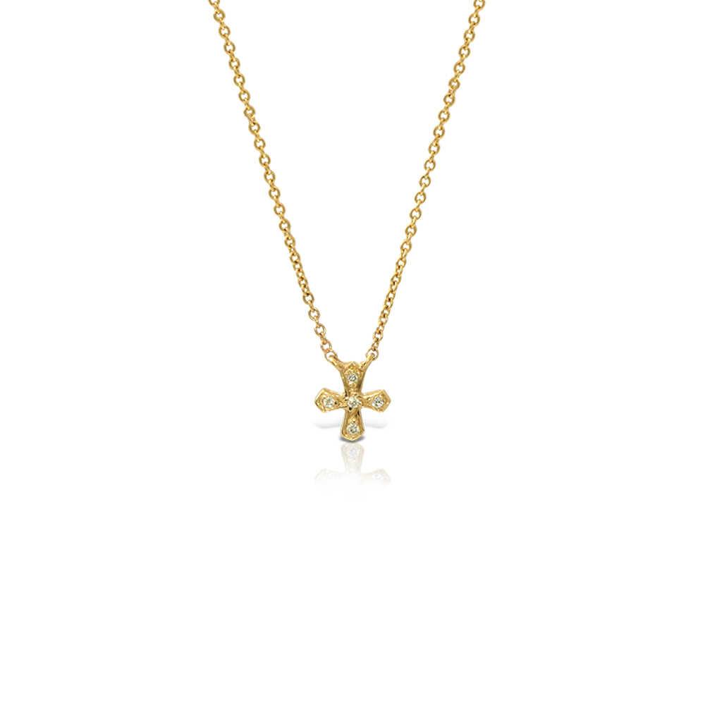 LALAOUNIS THEODORA MINI CROSS NECKLACE IN 18K GOLD AND DIAMONDS