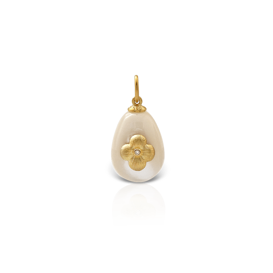 LALAOUNIS DAISY EGG PENDANT IN 18Κ GOLD WITH MOTHER OF PEARL AND DIAMOND
