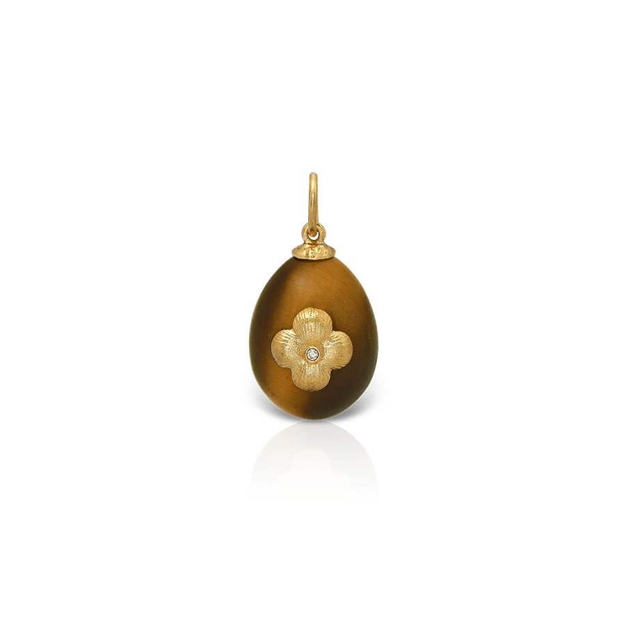 LALAOUNIS DAISY EGG PENDANT IN 18Κ GOLD WITH TIGER EYE AND DIAMOND