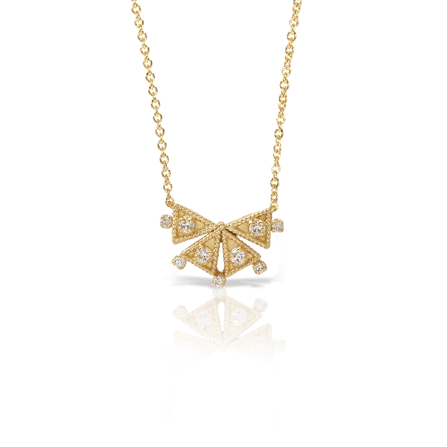 LALAOUNIS THEODORA FAN SHAPE NECKLACE IN 18K GOLD WITH DIAMONDS