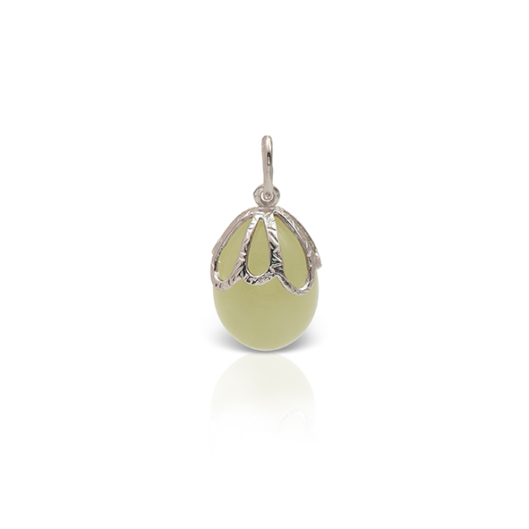 LALAOUNIS EGG PENDANT IN SILVER WITH JADE