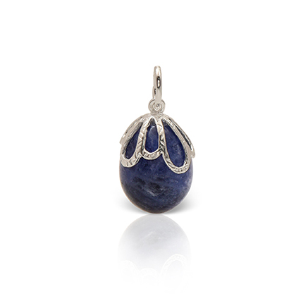 LALAOUNIS EGG PENDANT IN SILVER WITH SODALITE
