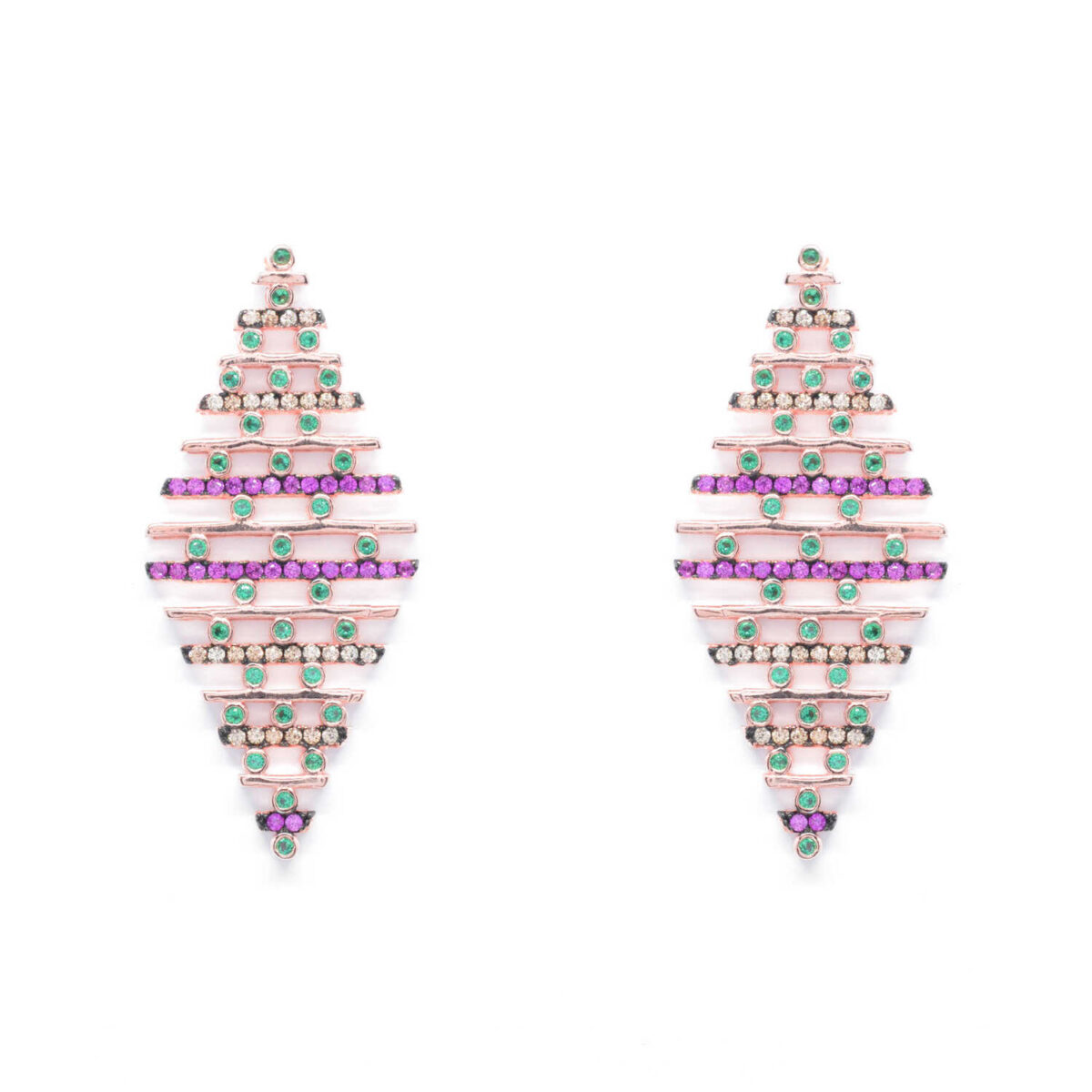 Σκουλαρίκια ασημένια με ορυκτές πέτρες