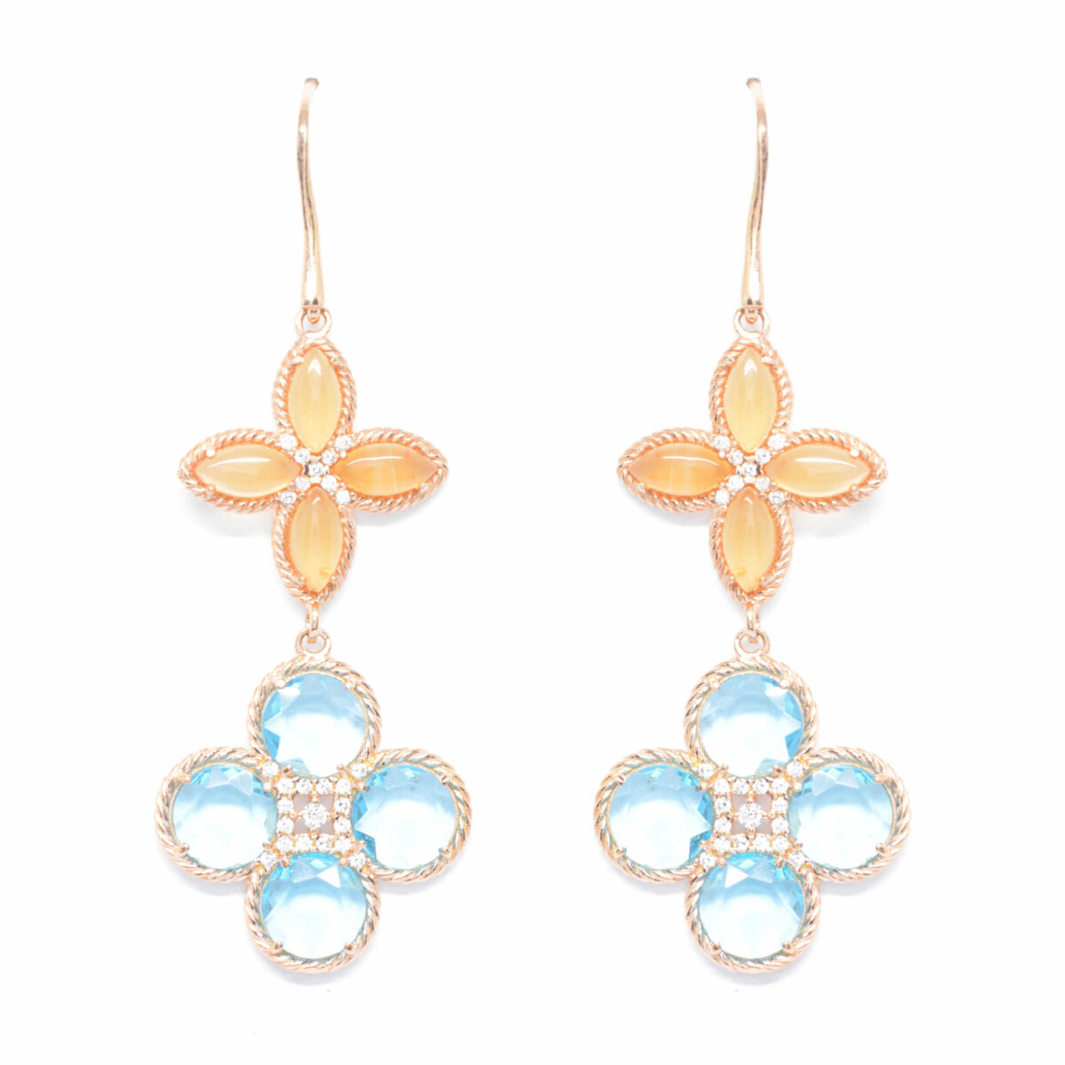 Σκουλαρίκια ασημένια με ορυκτές πέτρες