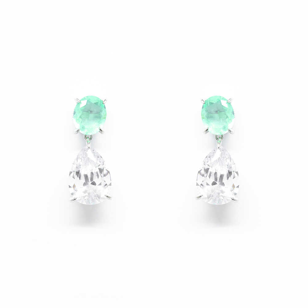 Σκουλαρίκια ασημένια νυφικά με drop shape zirgons