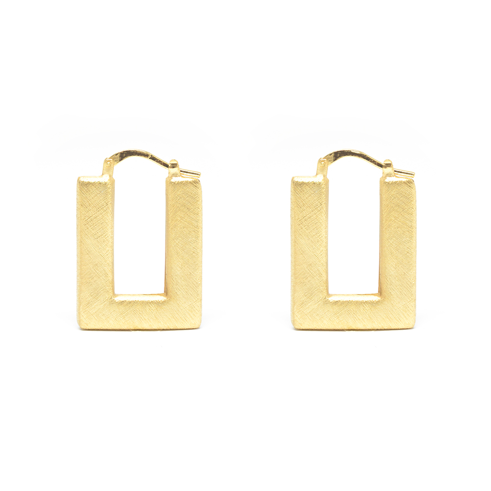 Σκουλαρίκια κρίκοι Χρυσοί minimal τετράγωνοι