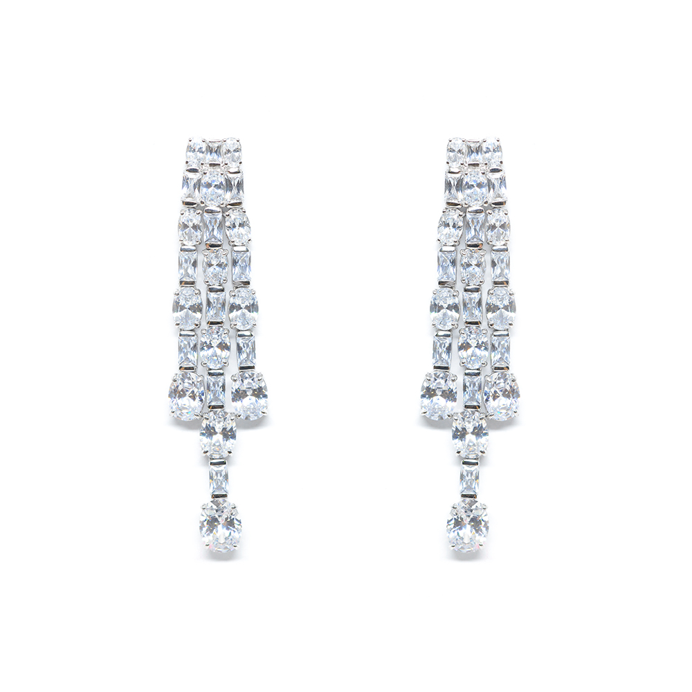 Σκουλαρίκια chandelier ασημένια  με zirgons