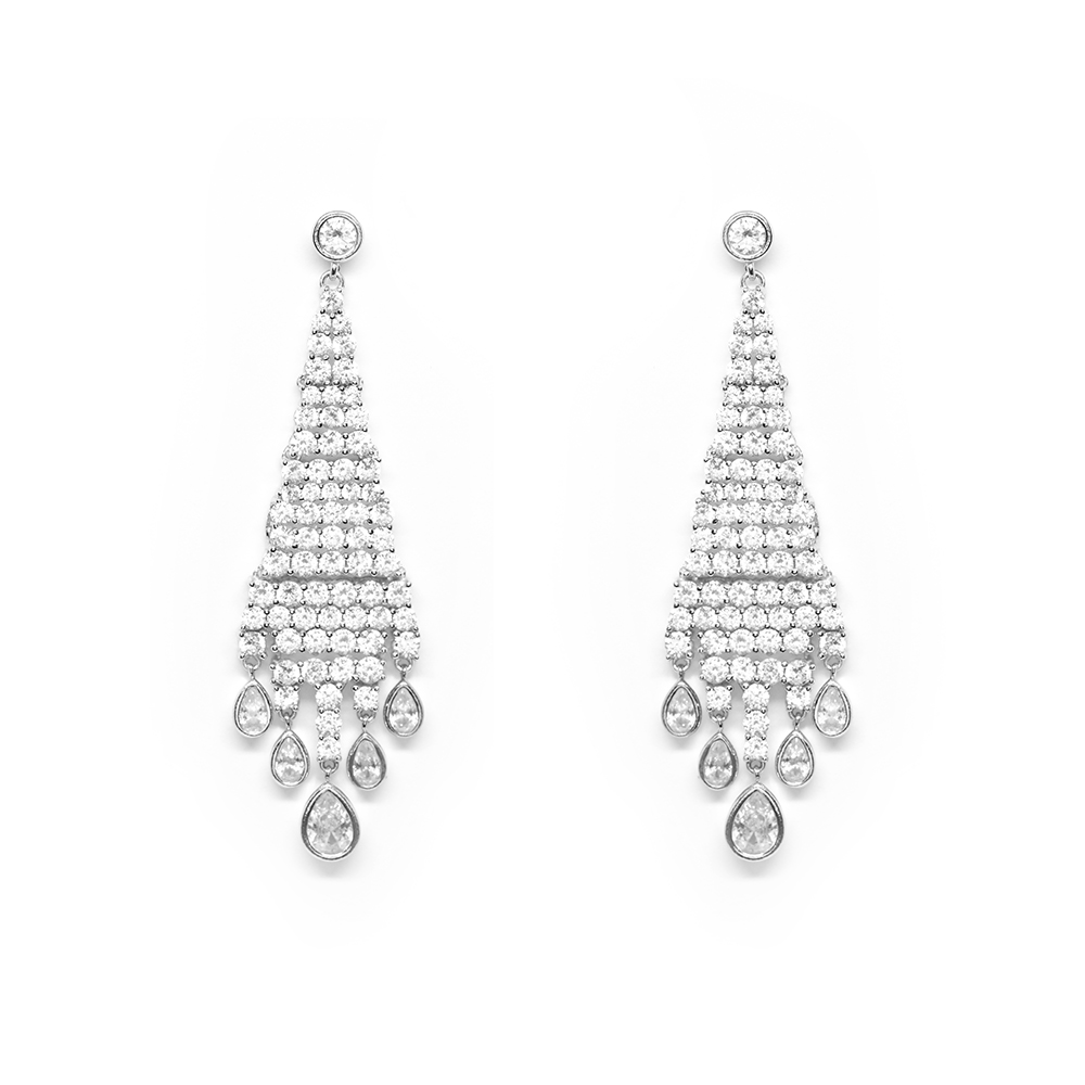 Σκουλαρίκια chandelier ασημένια  με λαμπερά cubic zirgons