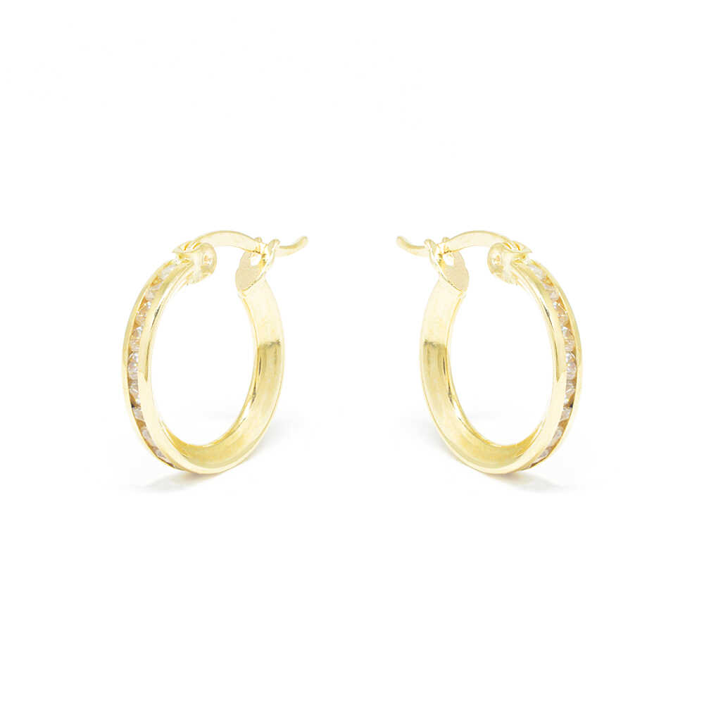 Σκουλαρίκια κρίκοι με πέτρες  από κίτρινο χρυσό Κ14