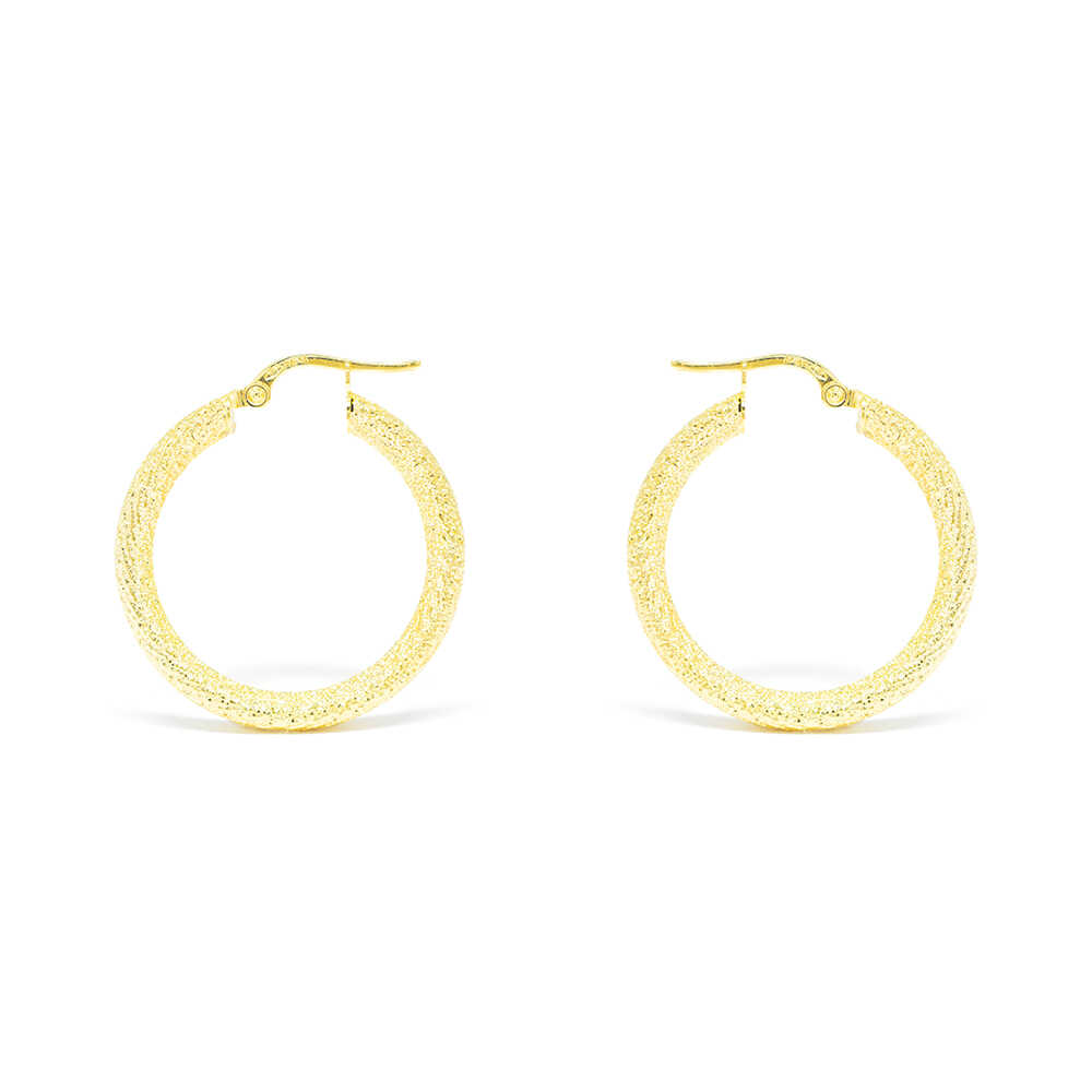 Σκουλαρίκια κρίκοι ματ  από κίτρινο χρυσό Κ14