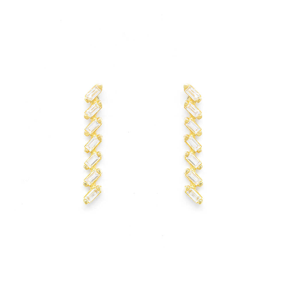 Σκουλαρίκια μοντερνα με πέτρες  από κίτρινο χρυσό Κ14