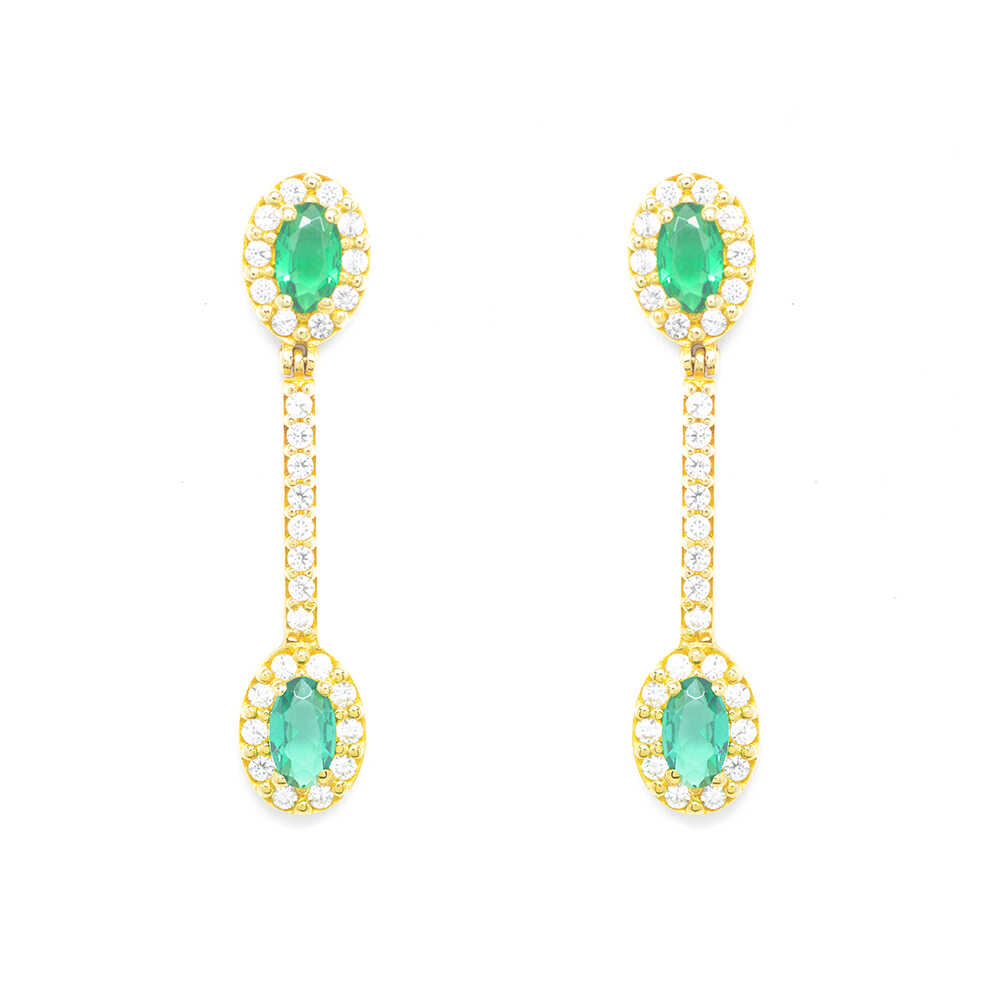 Σκουλαρίκια κρεμαστά  με πέτρες  από κίτρινο χρυσό Κ14