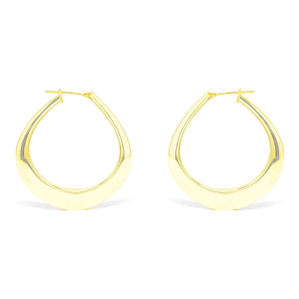 Σκουλαρίκια κρίκοι οβάλ  γυαλιστεροί  από κίτρινο χρυσό Κ14