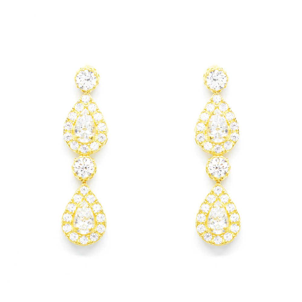 Σκουλαρίκια elegant κρεμαστά  με πέτρες  από κίτρινο χρυσό 14k