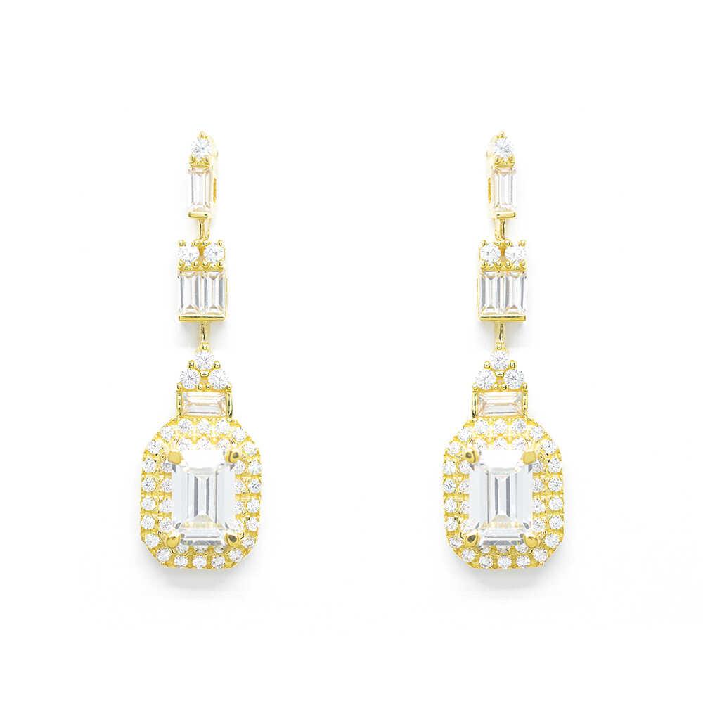 Σκουλαρίκια elegant κρεμαστά  με πέτρες  από κίτρινο χρυσό 14k