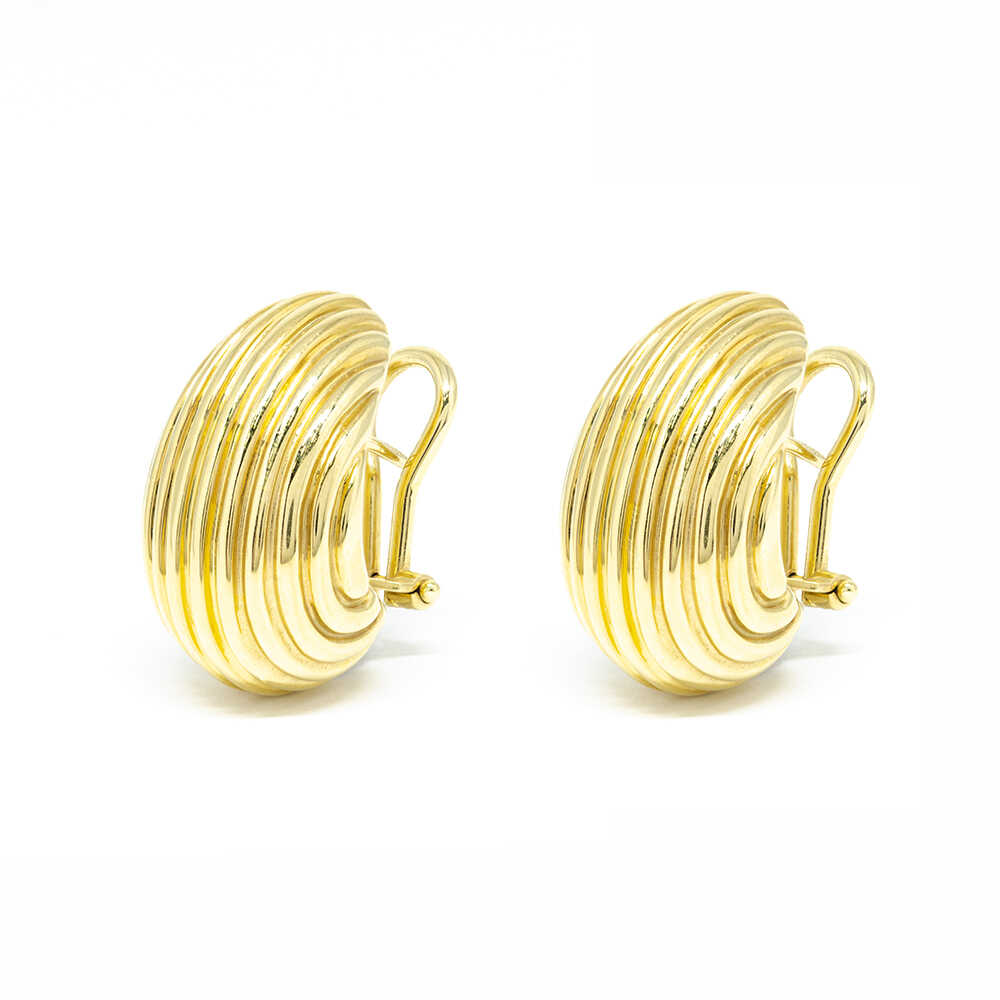 Σκουλαρίκια  μοντέρνα γυαλιστερά από κίτρινο χρυσό 14k