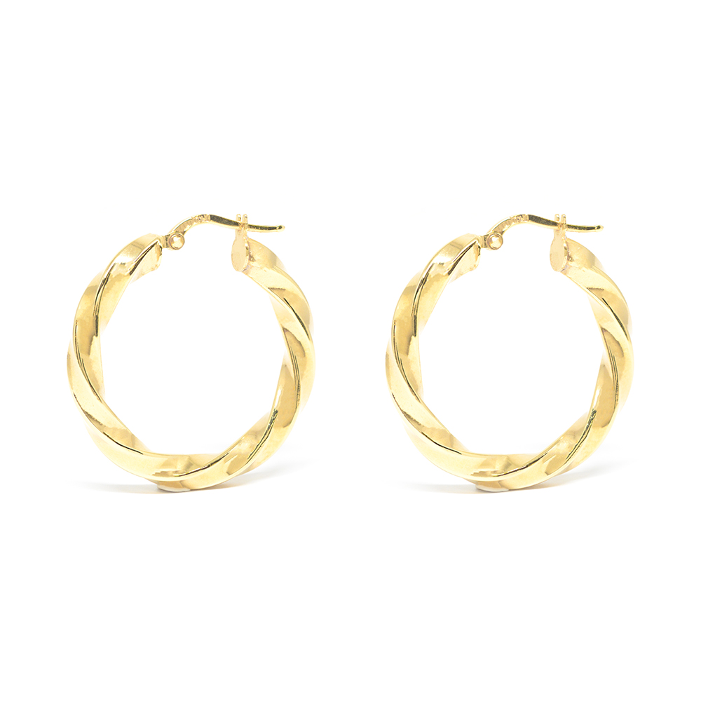 Σκουλαρίκια Κρίκοι Στριφτοί  από Χρυσό 14k