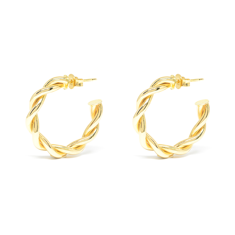 Σκουλαρίκια Κρίκοι Στριφτοί  από Χρυσό 14k