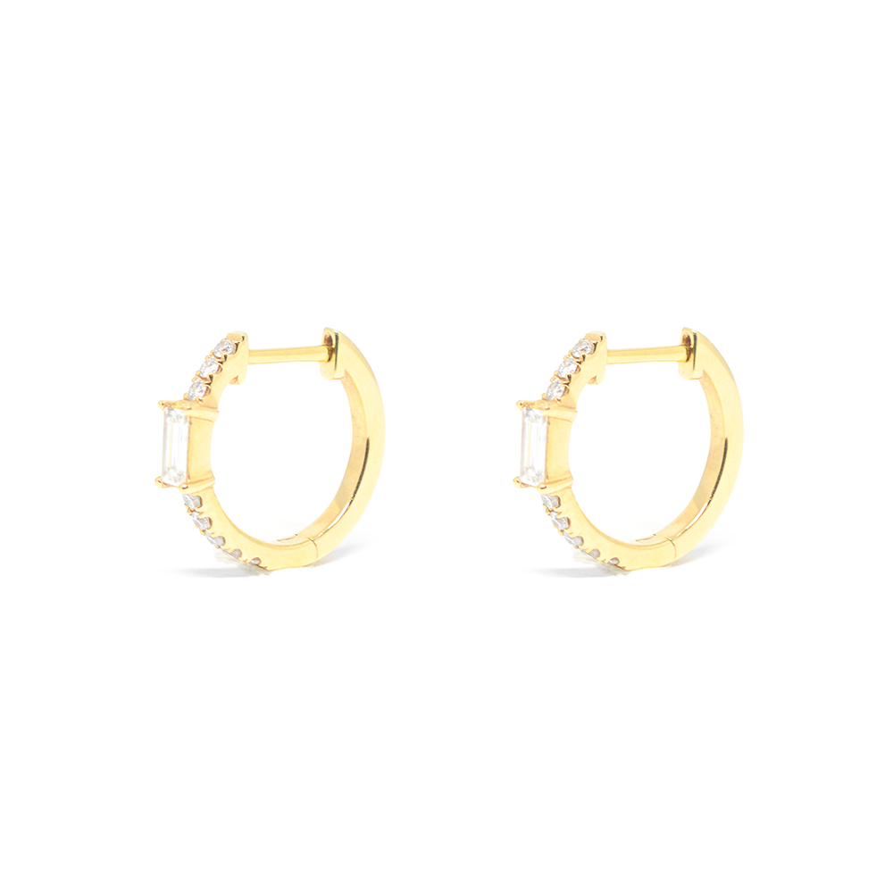 Σκουλαρίκια Κρίκοι με διαμάντια από Χρυσό 18k