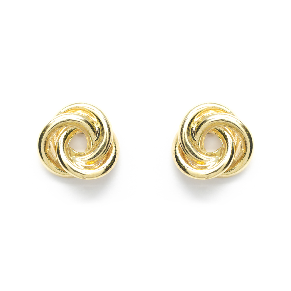 Σκουλαρίκια knots μοντέρνα γυαλιστερά από κίτρινο χρυσό 14k