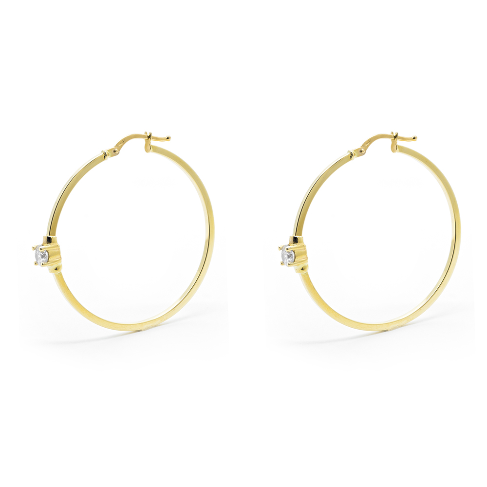 Σκουλαρίκια κρίκοι από Χρυσό 14k minimal με zirgons