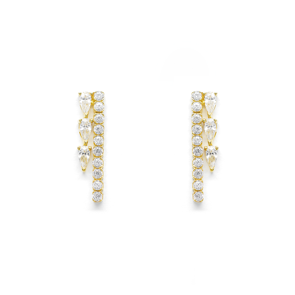 Σκουλαρίκια elegant κρεμαστά  με πέτρες  από κίτρινο χρυσό 14k