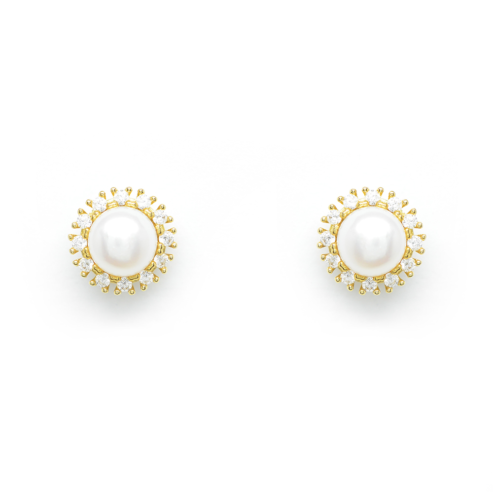 Σκουλαρίκια elegant με natural pearls από κίτρινο χρυσό 14k