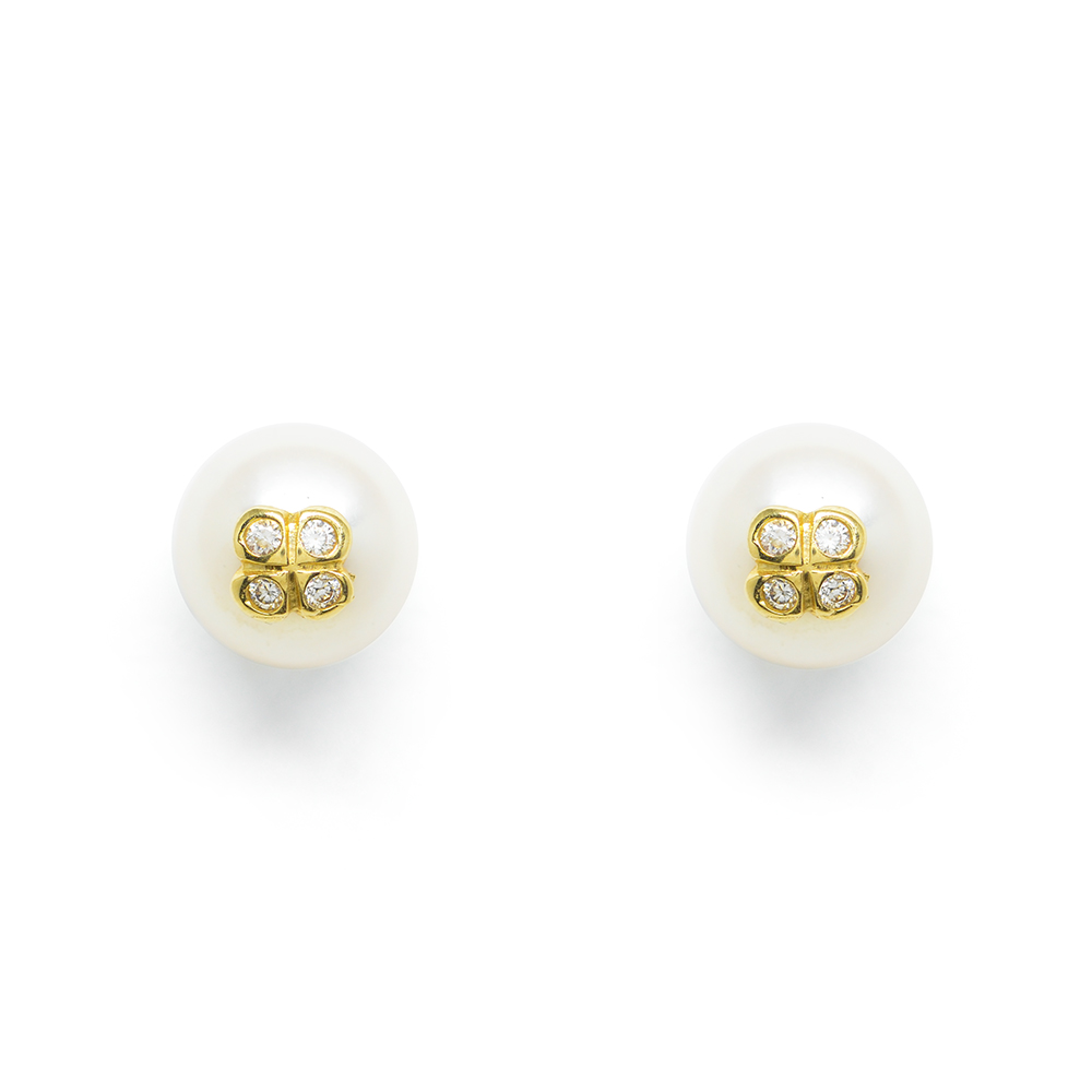 Σκουλαρίκια elegant με natural pearls από κίτρινο χρυσό 14k