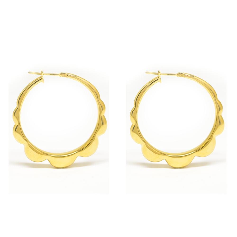 Σκουλαρίκια κρίκοι με πέταλα από κίτρινο χρυσό 14k