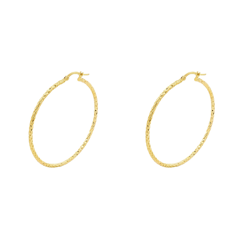 Σκουλαρίκια κρίκοι  γυαλιστεροί  από κίτρινο χρυσό Κ14