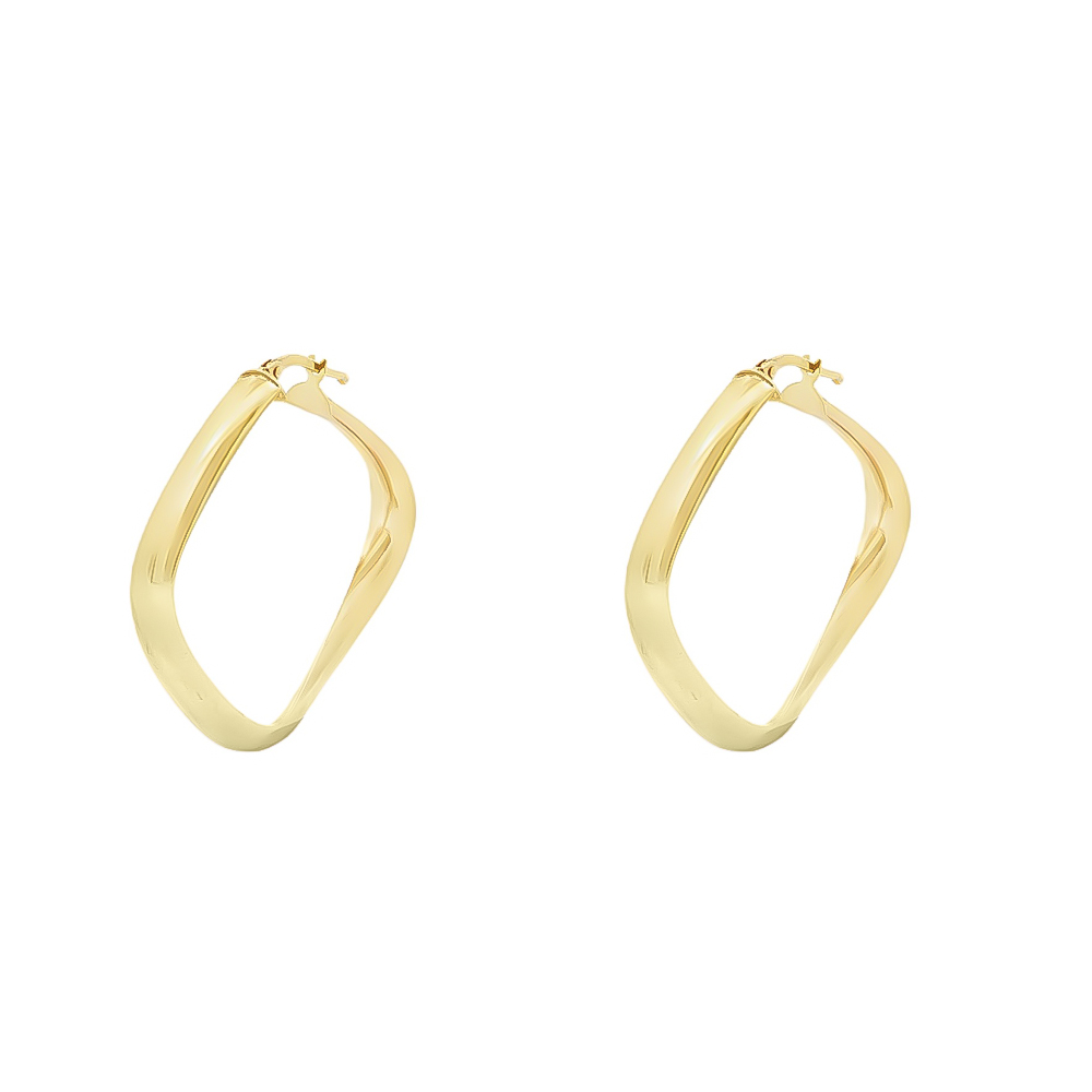 Σκουλαρίκια κρίκοι τετράγωνοι  από κίτρινο χρυσό Κ14