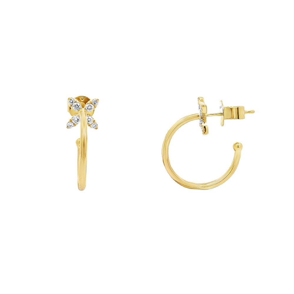 Σκουλαρίκια κρίκοι elegant από κίτρινο χρυσό 18k με διαμάντια