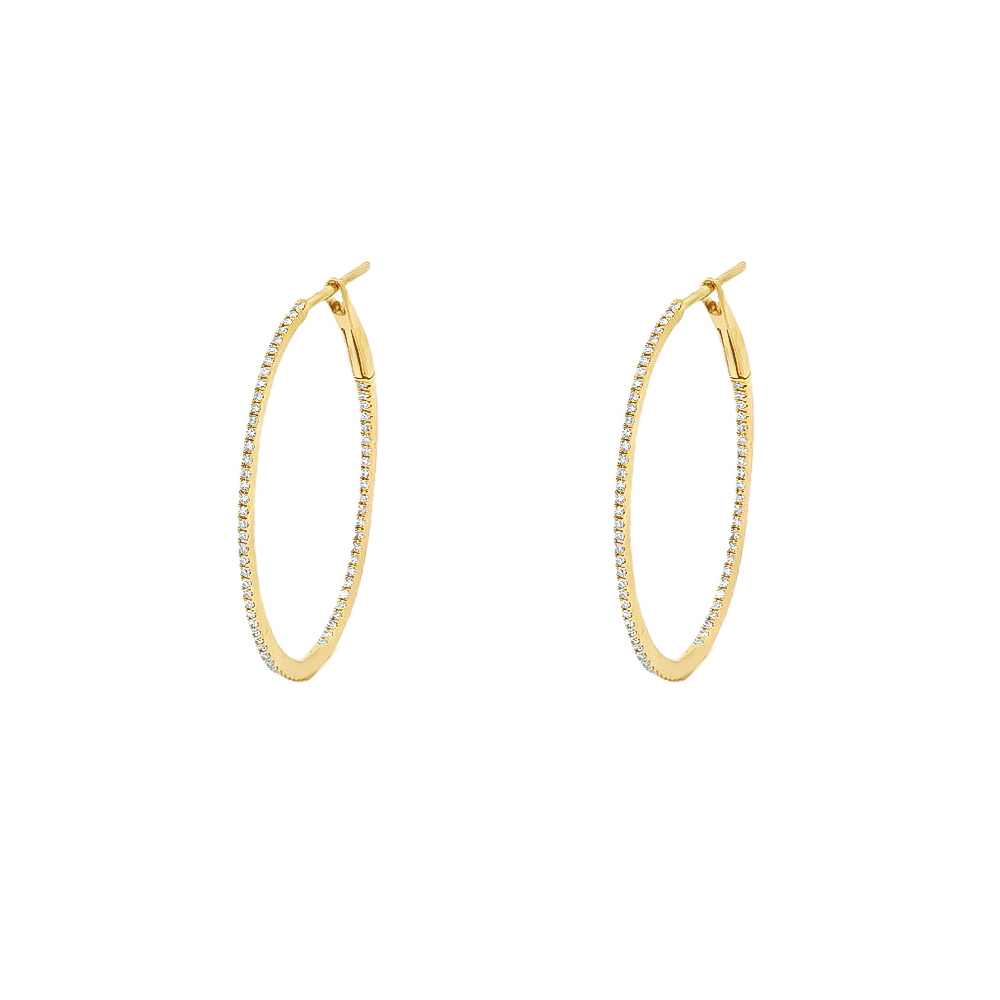 Σκουλαρίκια κρίκοι elegant από κίτρινο χρυσό 18k με διαμάντια