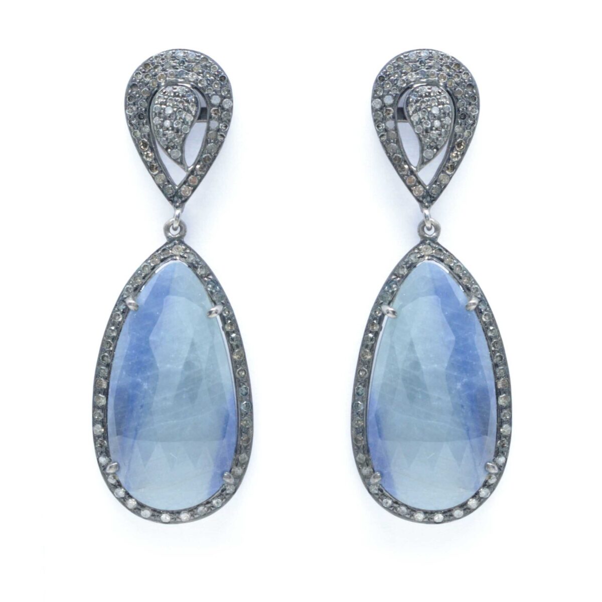 Σκουλαρίκια ασημένια με ορυκτές πέτρες