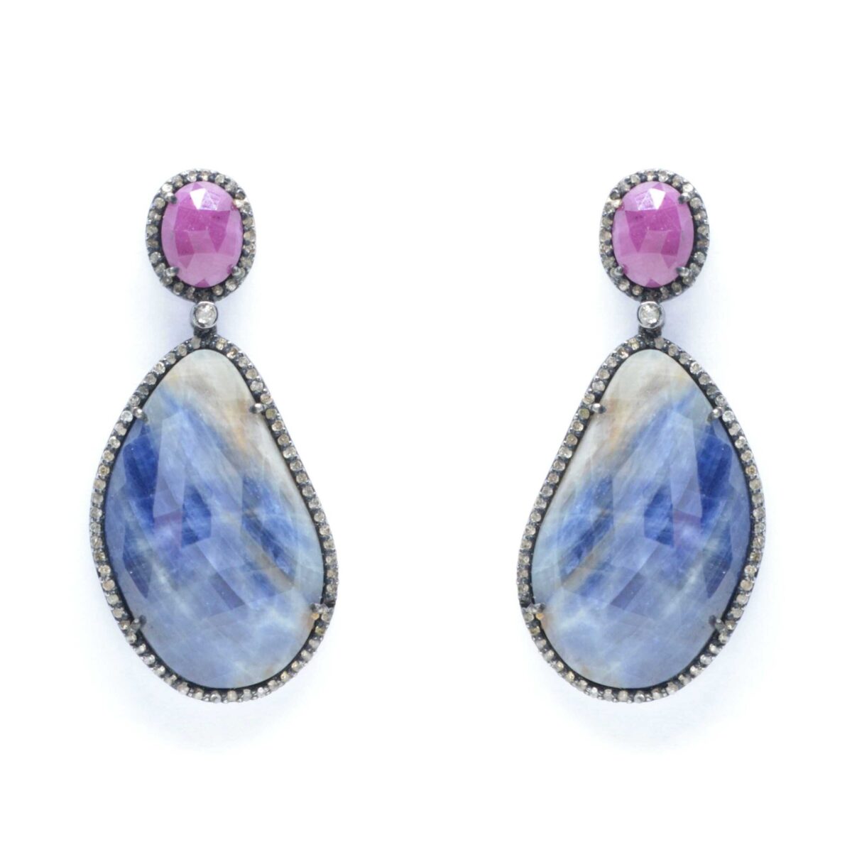 Σκουλαρίκια ασημένια με ορυκτές πέτρες