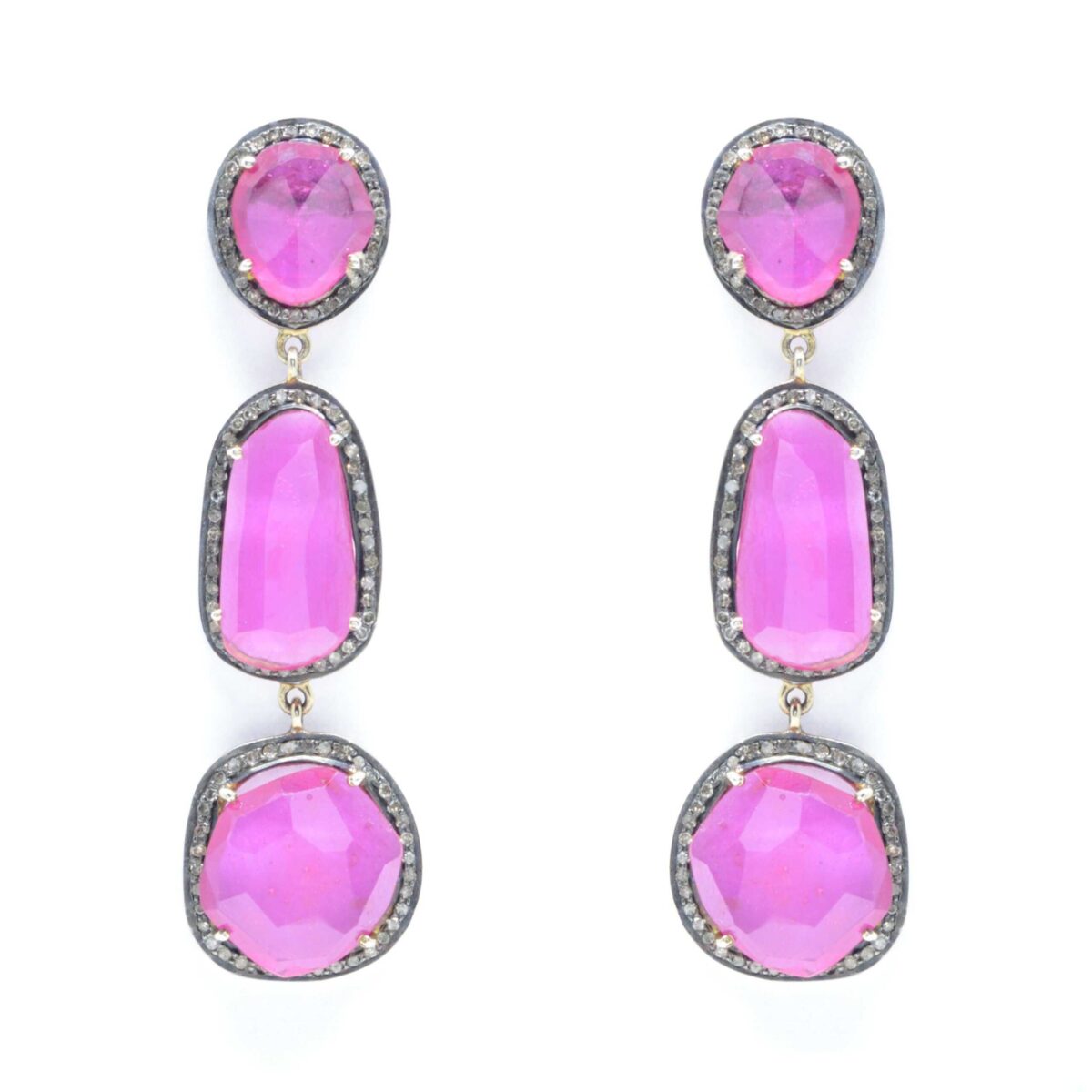 Σκουλαρίκια ασημένια με ορυκτές πέτρες