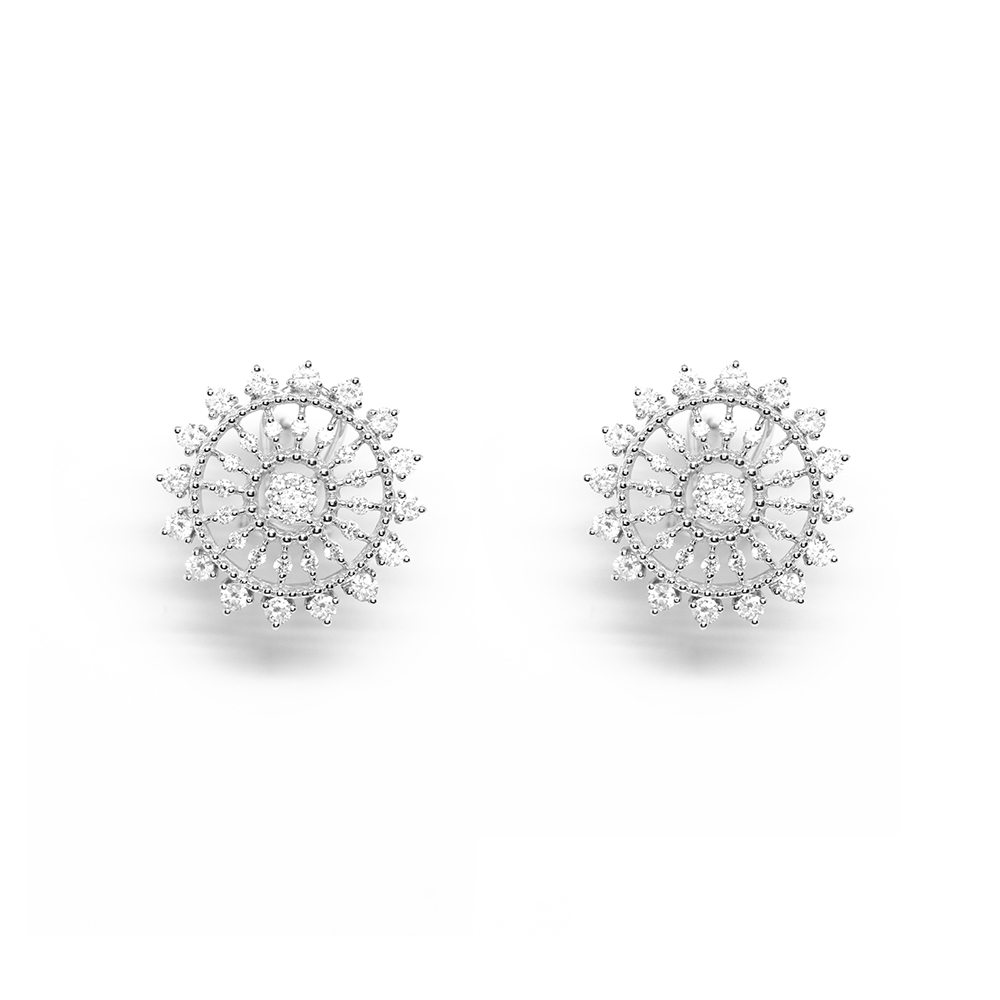 Σκουλαρίκια elegant βραδινά με διαμάντια από Λευκόχρυσο 18k