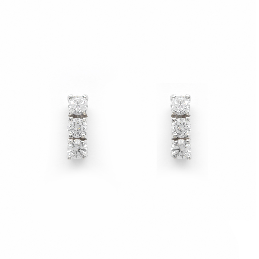 Σκουλαρίκια  elegant ριβιέρες από λευκόχρυσo με zirgons