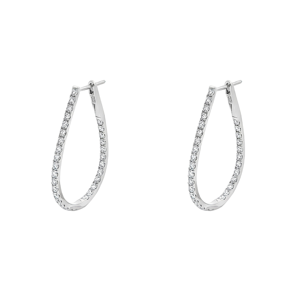 Σκουλαρίκια κρίκοι elegant από λευκόχρυσο 18k με διαμάντια