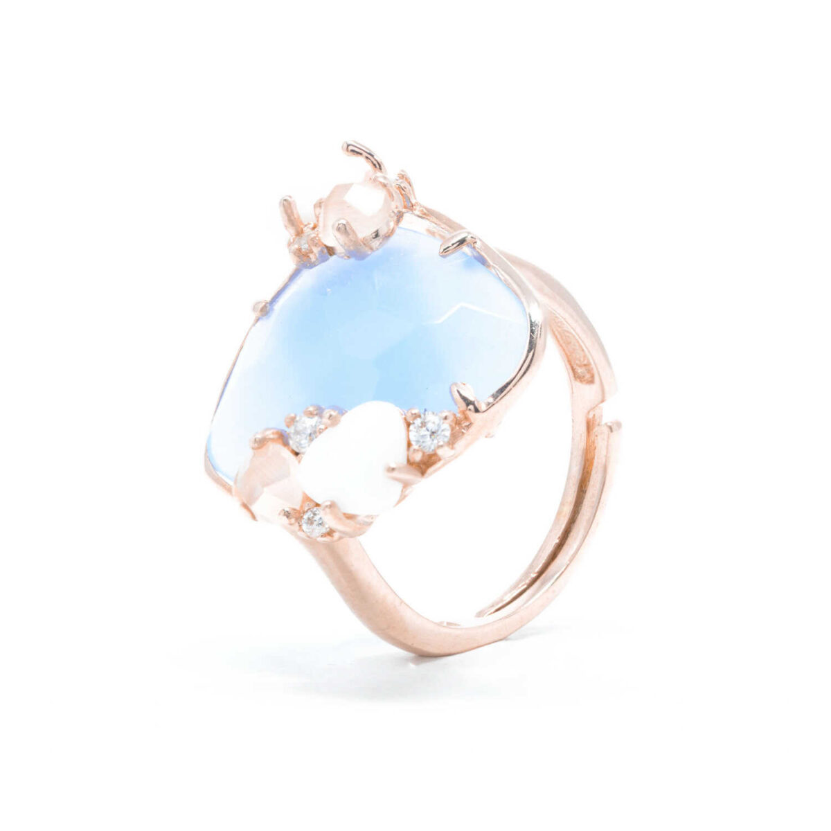 Δαχτυλίδι ασημένιο με ορυκτές πέτρες