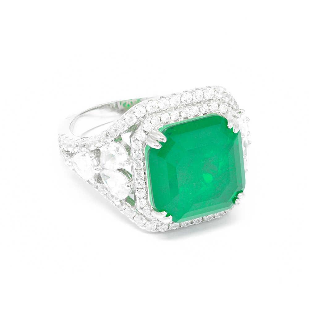 Δαχτυλίδι Ασημένιο εντυπωσιακό με τετράγωνη πέτρα