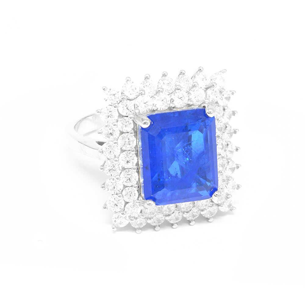 Δαχτυλίδι Ασημένιο εντυπωσιακό με τετράγωνη πέτρα