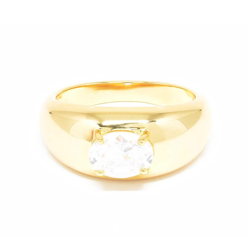 Δαχτυλίδι Χρυσό μοντέρνο με oval zirgon